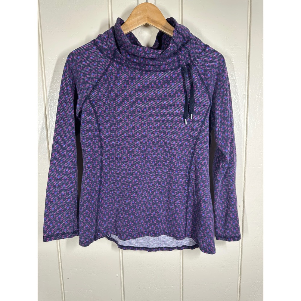 Talbots Pullover Womens S Purple Floral Cowl Neck Long Sleeve Active Top 7743